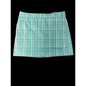 IZOD Golf Skort Womens 16 Turquoise Plaid Built In Shorts Stretch Golf Skirt